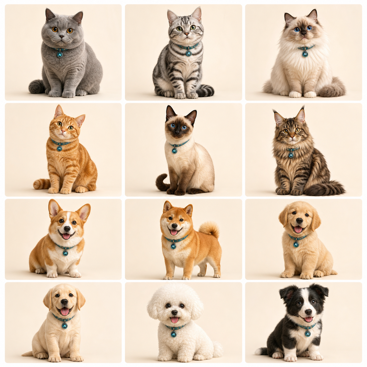 猫狗宠物品种形象展示